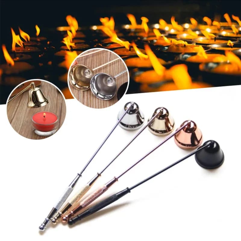 Stainless Steel Bell-shaped Candle Extinguisher Vintage Household Banquet Candle Extinguisher Handle Supplies