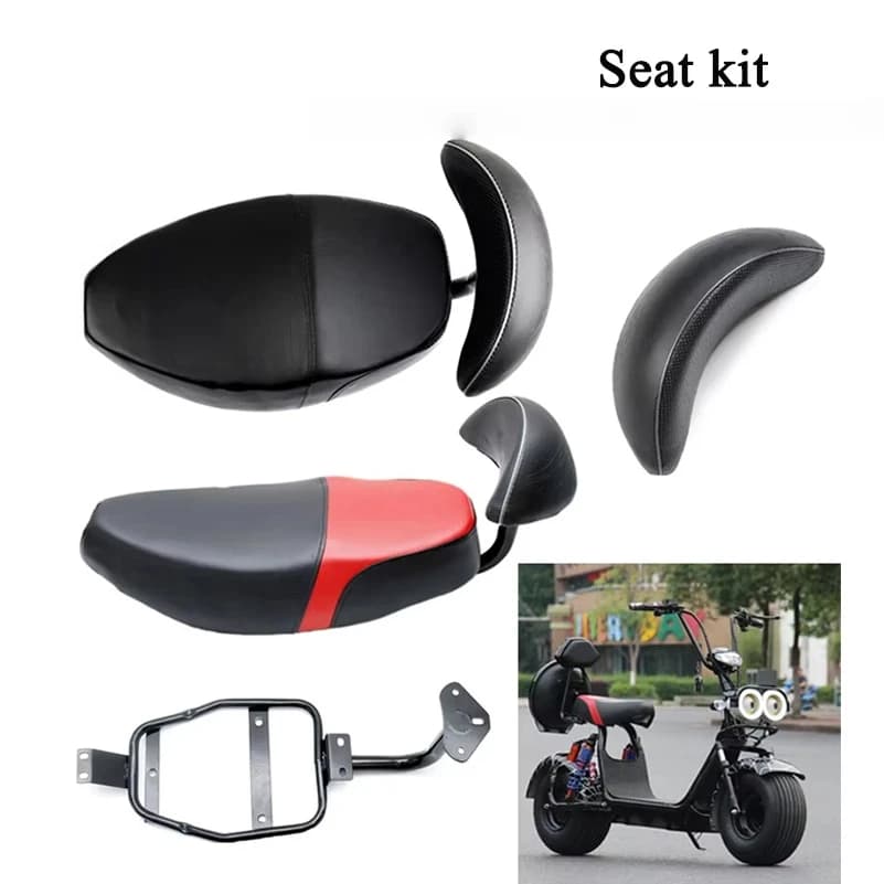 Schienale del sedile del motociclo Doppio cuscino del sedile posteriore modificato Cuscino del schienale del sedile in pelle per scooter elettrici Citycoco