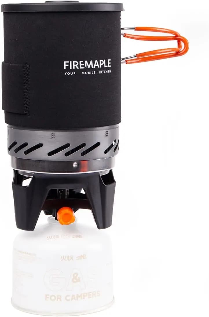 Portable camping stove system with pot and burner for excursions, fishing, emergency use