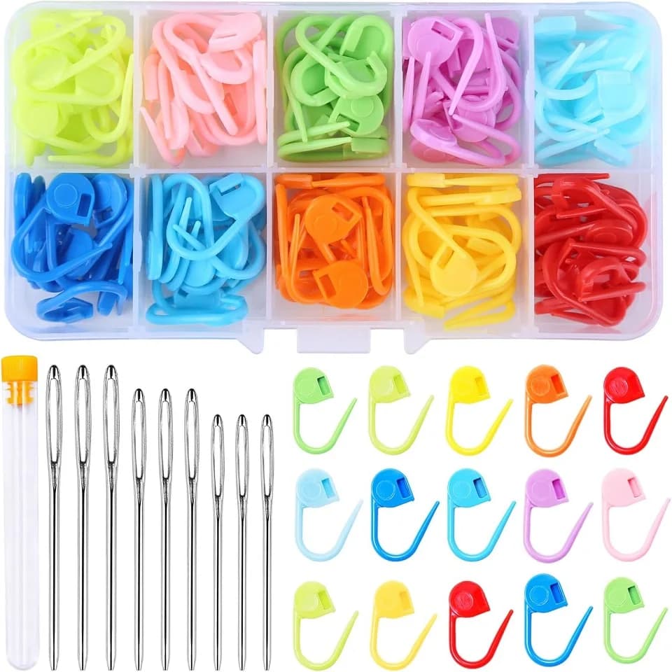KRABALL 120PCS Crochet Point Pen Kit with Big Eye Sewing Needles and Storage Box for DIY Crochet Project Sets