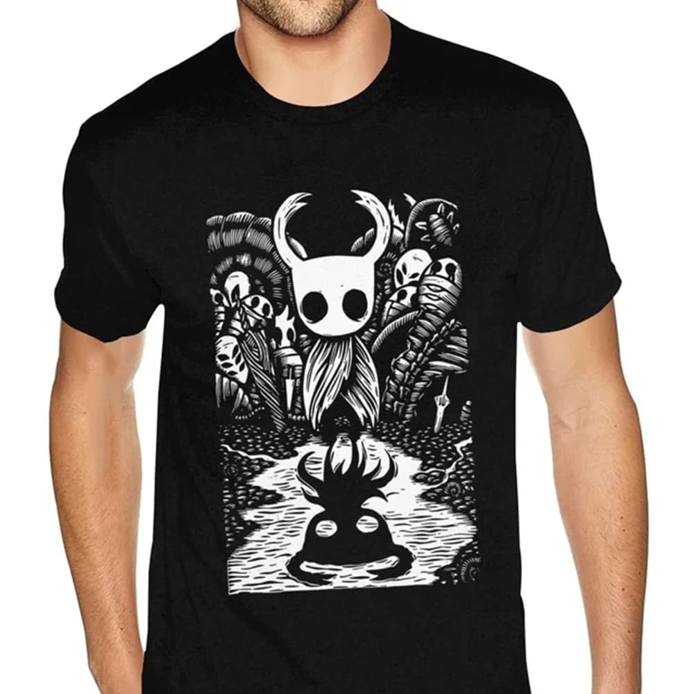 2025 Silk Song Graphic Art Hollow Knight Gioco divertente T-shirt classica da uomo Skull Graphic Gothic Anime Tshirt HipHop Stampa Tees Tops
