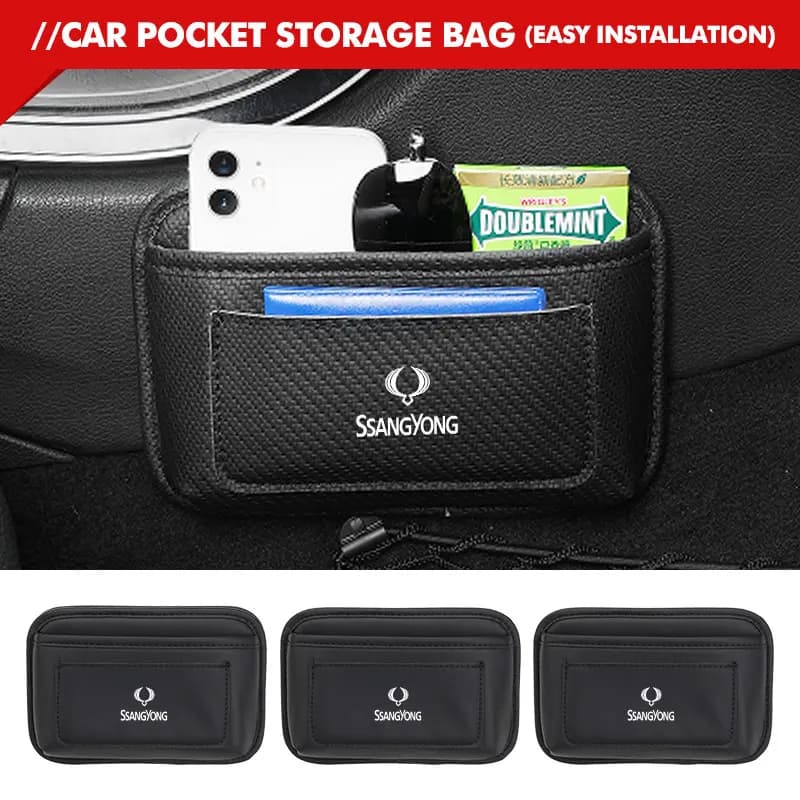Car Seat Side Pocket Organizer Phones Coins Keys Storage Bag For SsangYong Sport Korando Rexton Musso Chairman Turismo Nomad