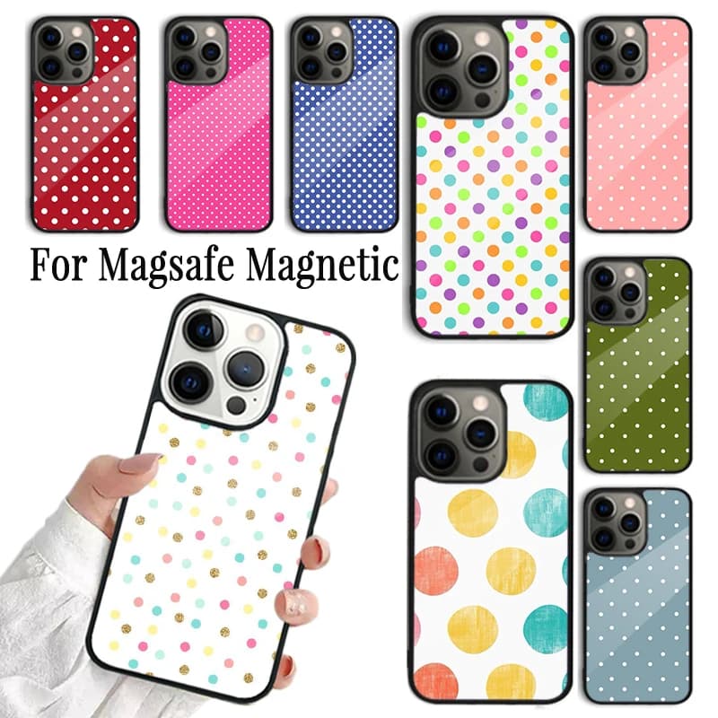 Cover per iPhone a pois per iPhone 17 AIR 16 15 14 13 12 11 Pro Max Plus, custodia magnetica wireless Magsafe