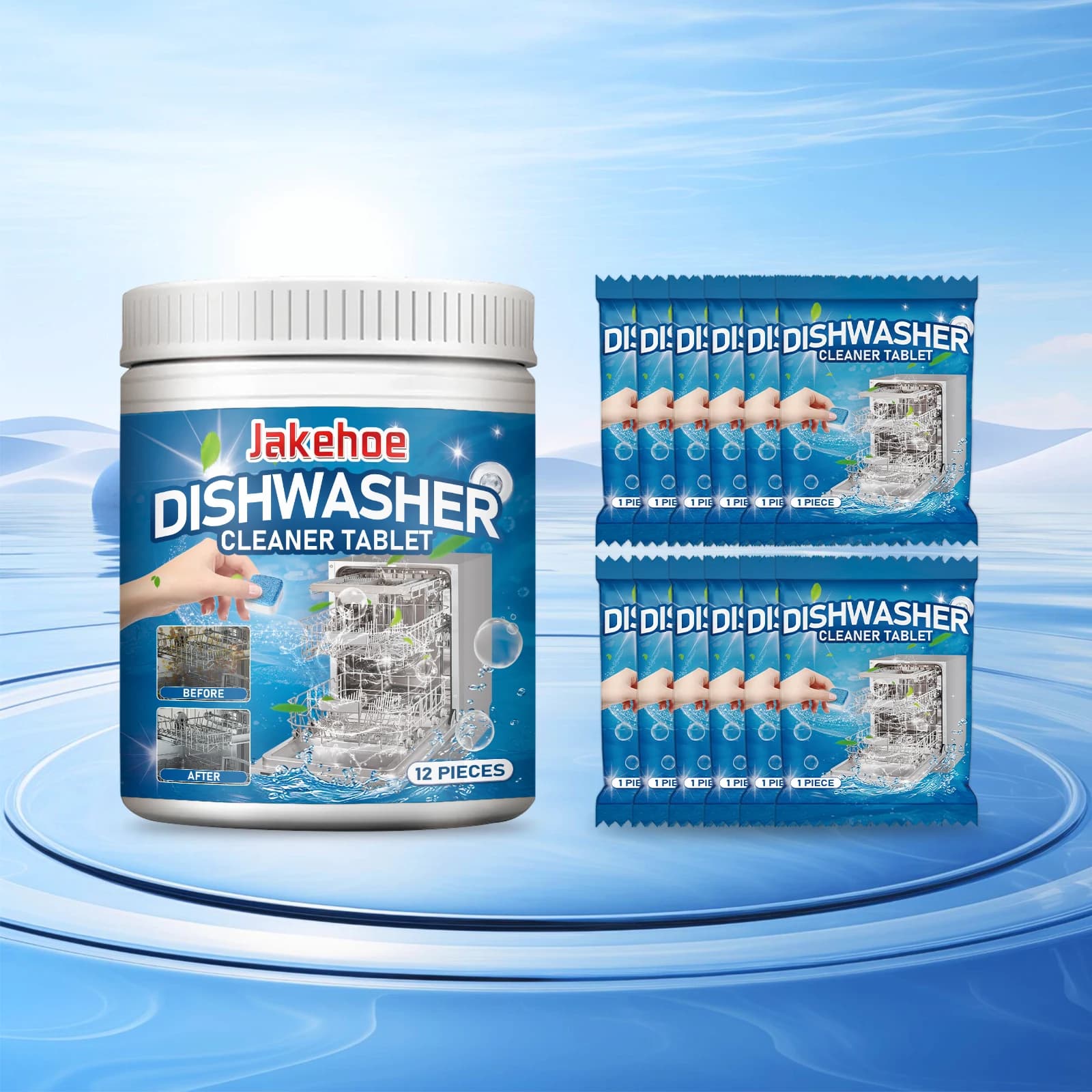 Jakehoe Dishwasher Cleaner Tablets - Kitchenware Washing Degreaser Odor Remover And Descaler for Household Essentials