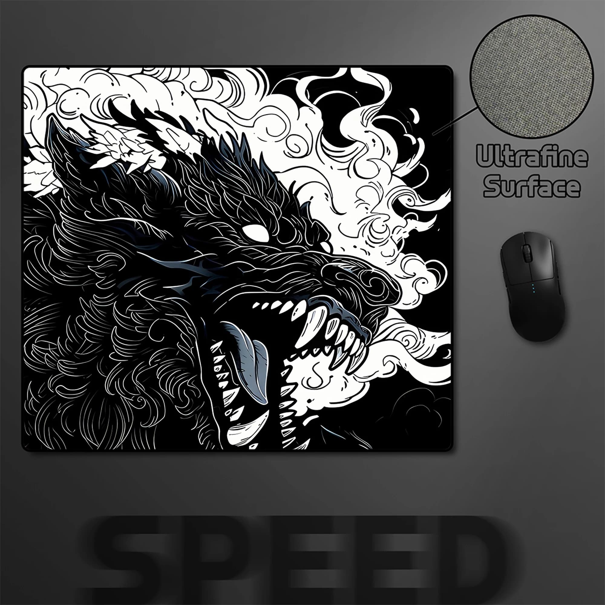 Tappetino per mouse da gioco Wolf 45x40CM Equilibrio superficiale ultrafine Tappetino per mouse E-Sport Gamer Tappetino per mouse professionale Premium per computer Tappetino da scrivania