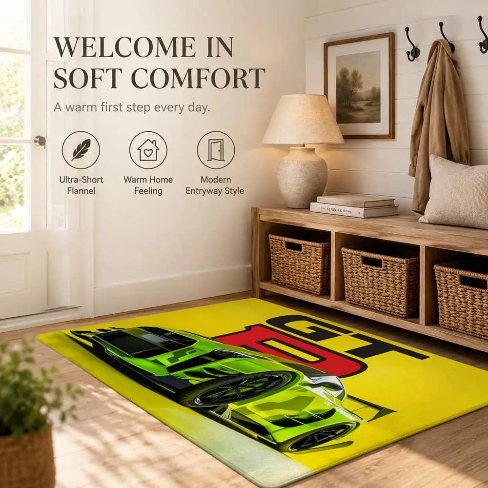 Cool Supercar G-GTR Floor Mat Cozy Minimalist Flannel Area Rug Anti-Slip Washable Bedroom Living Room Decor