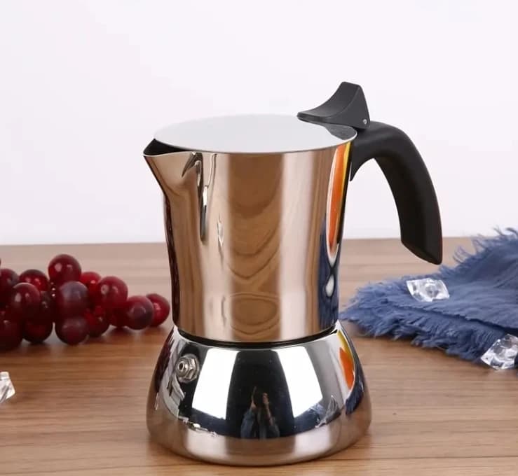 Kingze Design moderno Piano cottura Espresso Moka Pot 4 6 10 tazze Caffettiera italiana in acciaio inossidabile e alluminio