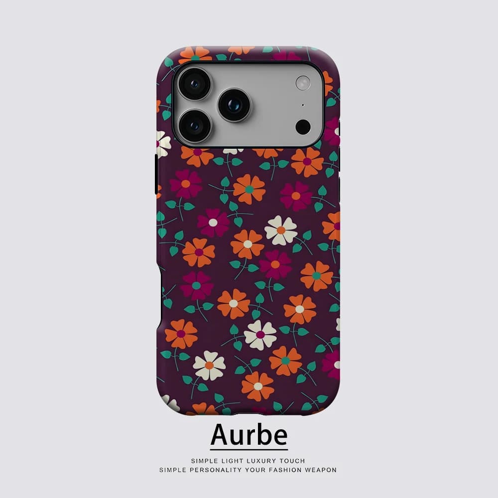 Purple Multi Color Floral For Magnetic Phone Case For IPhone 17 16 15 14 13 Pro Max Plus Single Double-Layer Tough Case