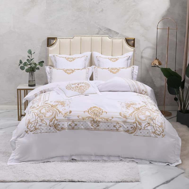 Egyptian Cotton Bed Linen Set, Cover, Bed linen, Bed linen, Faithful, European Luxury Style, Golden Embroidery, 4 Pieces, 7 Pieces