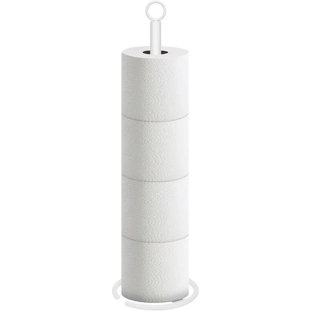 Stainless Steel Toilet Paper Stand, 4-Roll Holder with Reserve, Space-Saving Tissue Storage for Bathroom or Kitchen