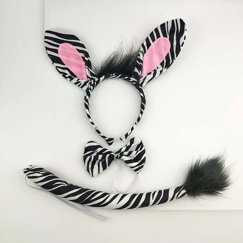 Party Boy Women Men Zebra Ear Headband Birthday Gift Animal Hair Bands Plush Halloween Costume Cosplay