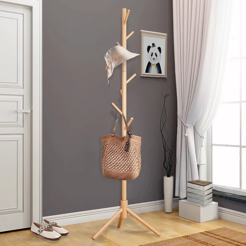 Fatilance pure solid wood beech simple log coat rack hanging hanger simple modern floor hanging clothes rack