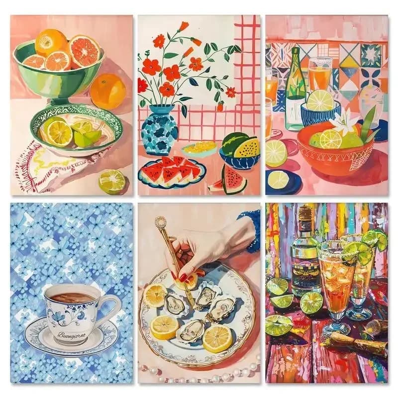 Diy Painting By Numbers Kits Illustration Food Acrylic Paint On Canvas By Numbers For Wall Art Picture With Frame