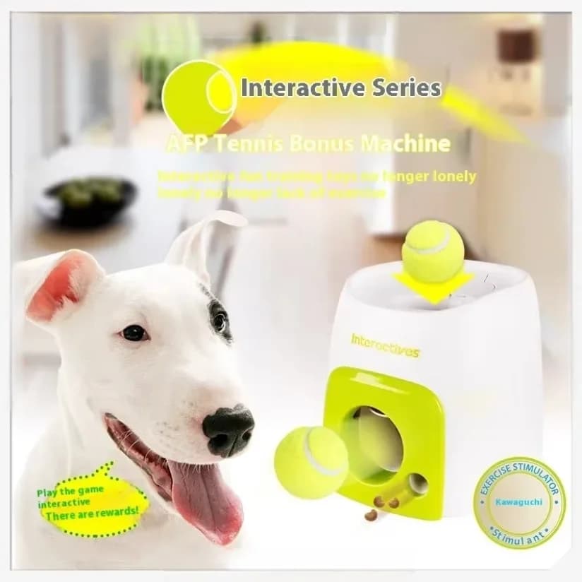 Automatic Dog Ball Launcher with Food Reward - Smart Tennis Ball Thrower Machine for Dogs, Interactive Pet Toy with Chase Traini