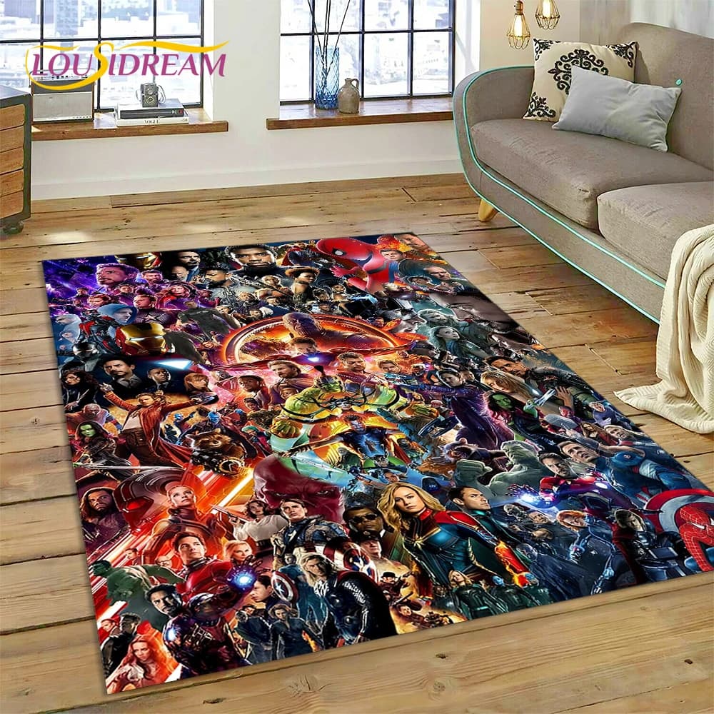 Tappeto 3D S-Spider-Man Supereroe Cartone Animato per Soggiorno Camera da Letto Arredamento Casa, Tappetino Antiscivolo Decorativo per Divano e Zerbino