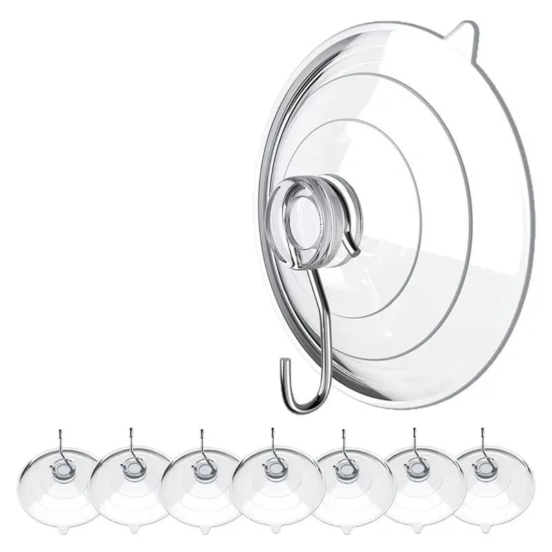 【OFF-SHELF】Grande ventosa da 8 pezzi Ventose trasparenti da 6 cm con ganci metallici Nessuna punzonatura necessaria e riutilizzabile