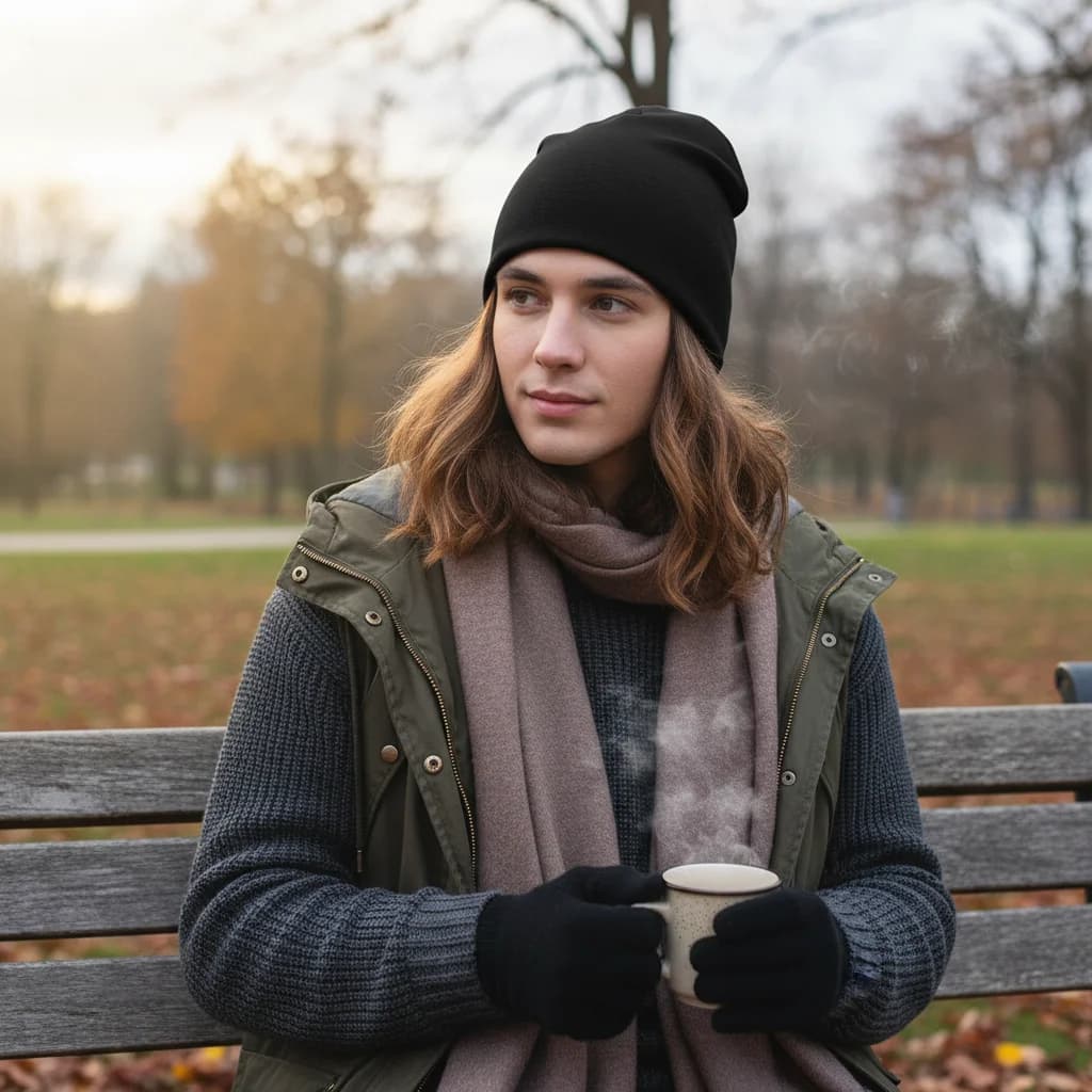 Berretto in Cotone Pettinato con Design a Bordo Arrotolato, Unisex, Antivento e Traspirante per Autunno e Inverno