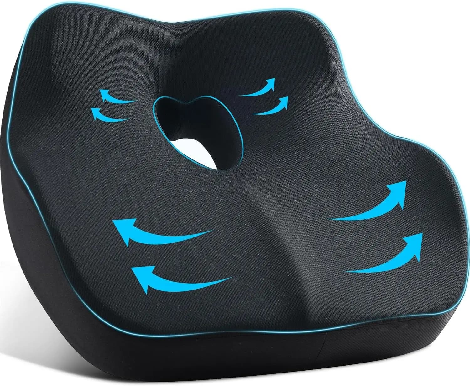 Cuscino Ergonomico in Memory Foam per Sedile Auto, per Alleviare il Dolore Sciatico, Imbottitura Grande per Conducenti di Piccola Statura su Lunghi Viaggi - Nero