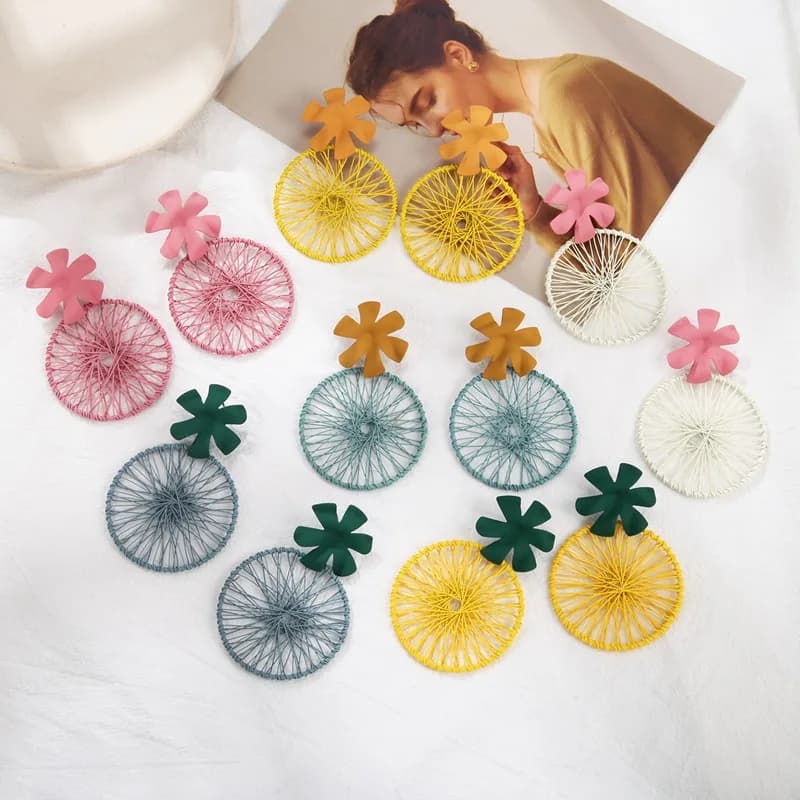 Candy color dream catcher big earrings flower fashion temperament 2026 new popular