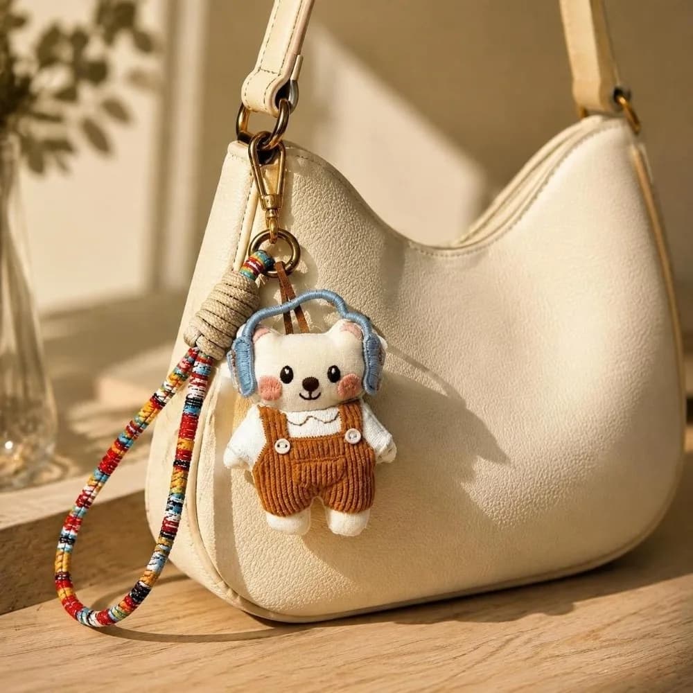 Versatile Doll Cartoon Animal Keychain Handmade Portable Lucky Keyring Creative Bag Pendant for Women
