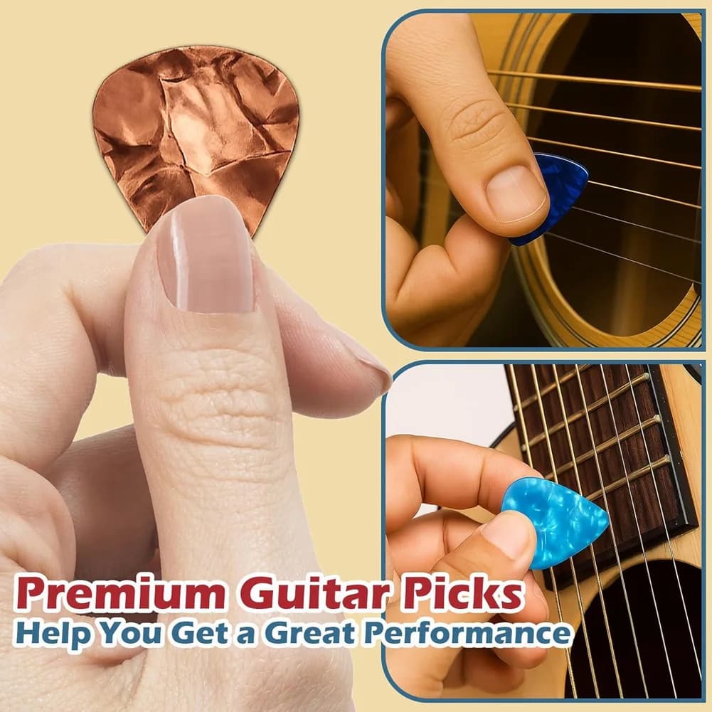 Plettri per chitarra ABUE 0,46 mm/0,71 mm/0,96 mm per chitarra acustica, chitarra elettrica, basso ukulele