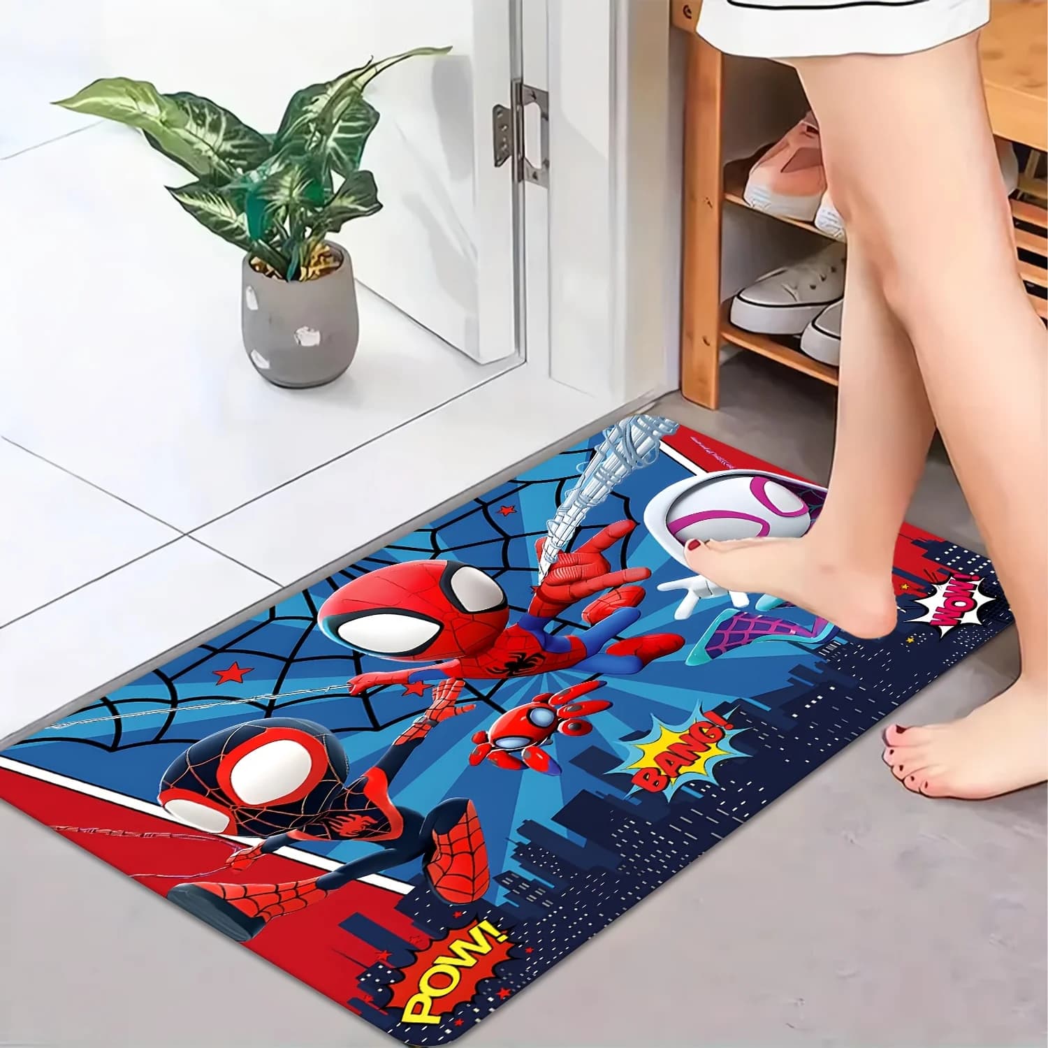 Tappeto Marvel con Stampa a Tema Cartoni Animati, 1 Pezzo | Tappetino con motivo Hero League | Forma Rettangolare 80x50 | Tappeto per Soggiorno, Arredamento Casa |