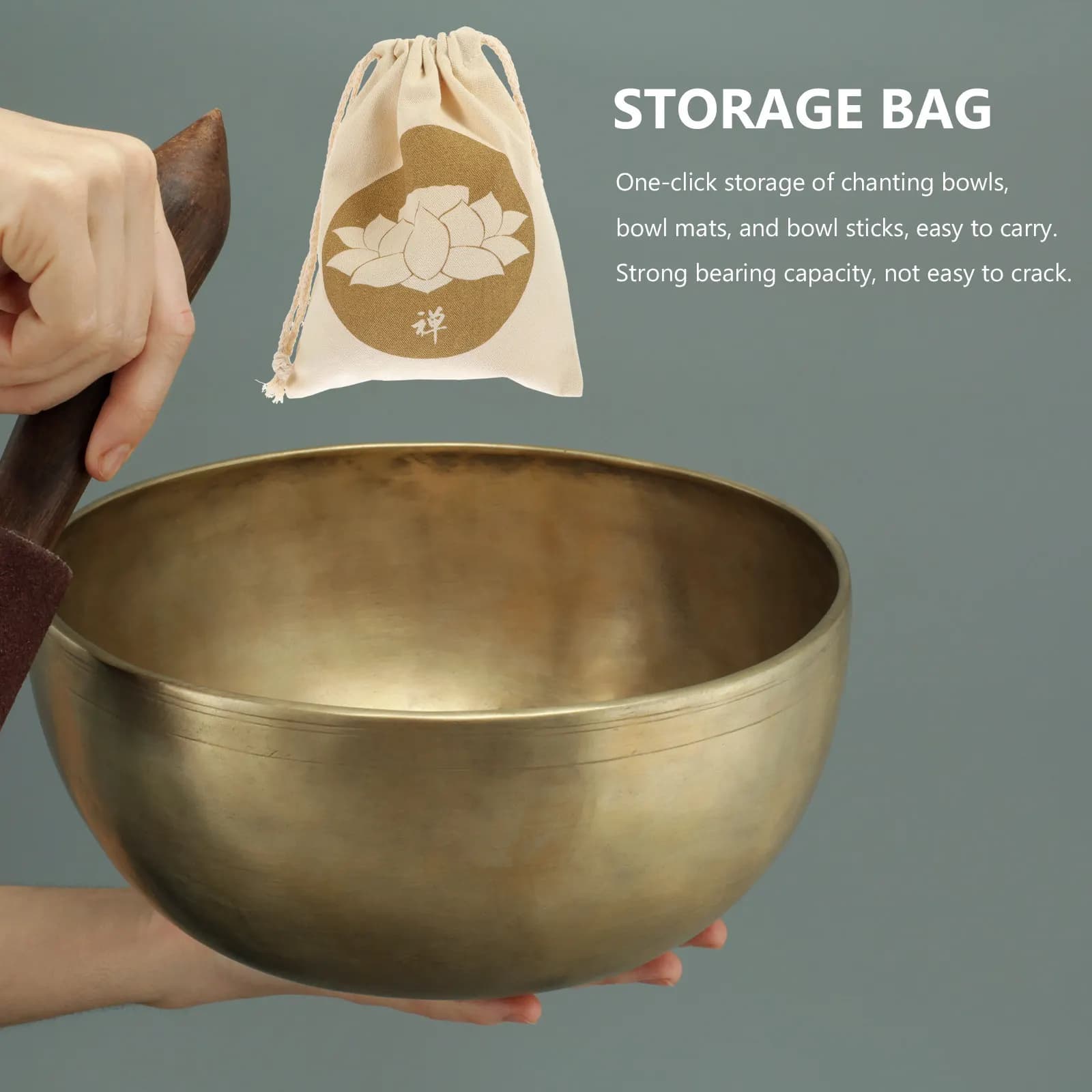 2Pcs Tibetan Singing Bowl Drawstring Bag Compact Durable Buddhist Sound Bowl Pouch Meditation Carrying Storage Bag