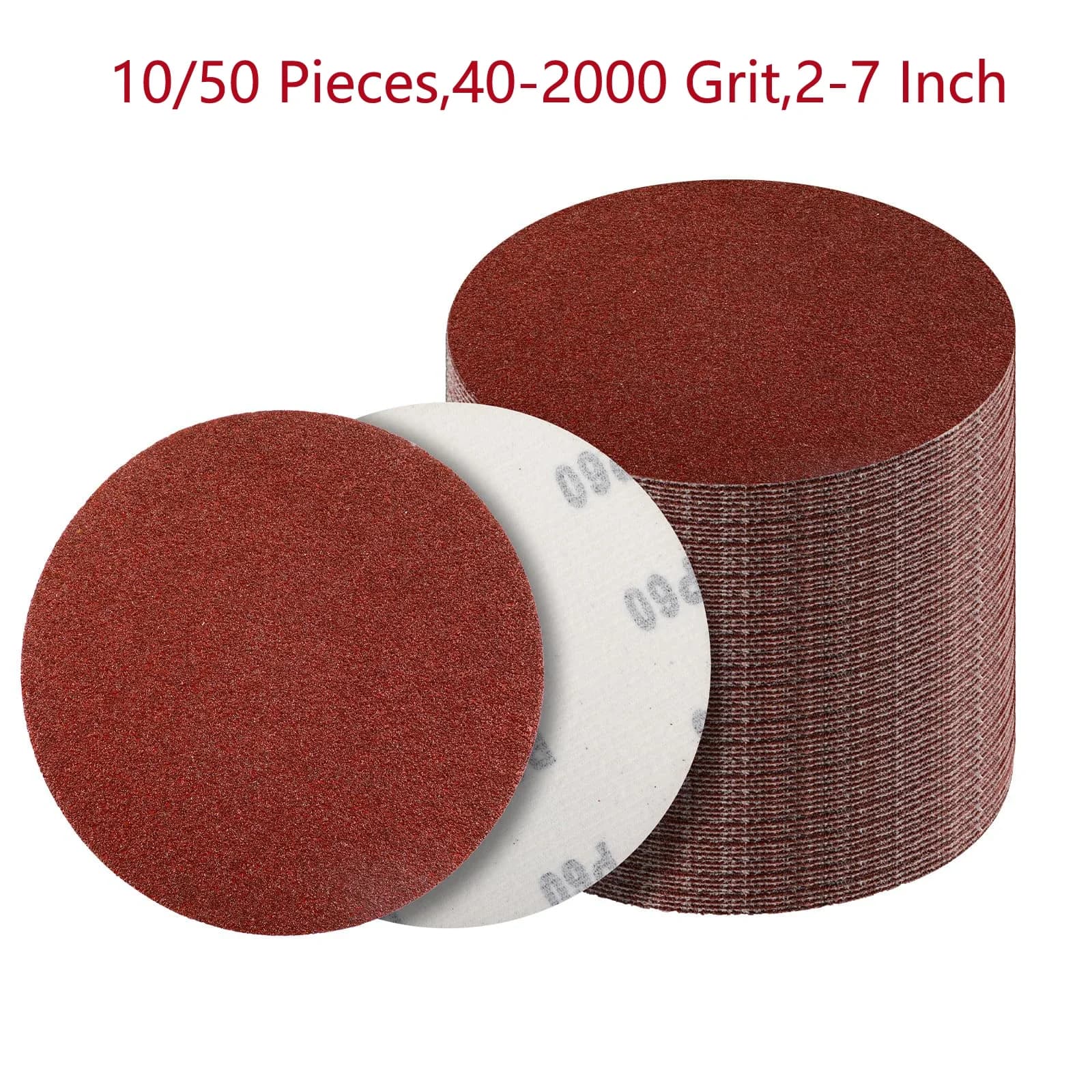 10/20/50 pieces abrasive discs 2/3/4/5/6/7 inches hook and ring 40-2000 grain sandpaper for random orbital sanding wood polishing