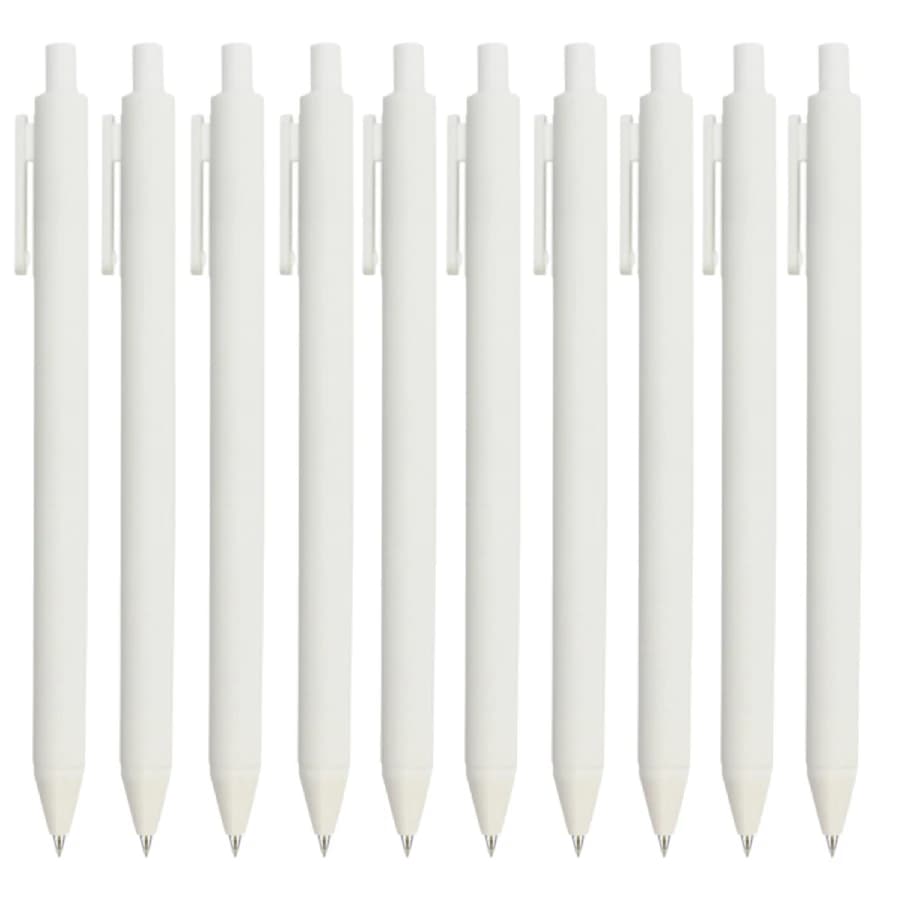 Penne gel pure da 10 pezzi bianche con inchiostro nero Penne estetiche a punta fine da 0,5 mm per articoli di cancelleria per ufficio