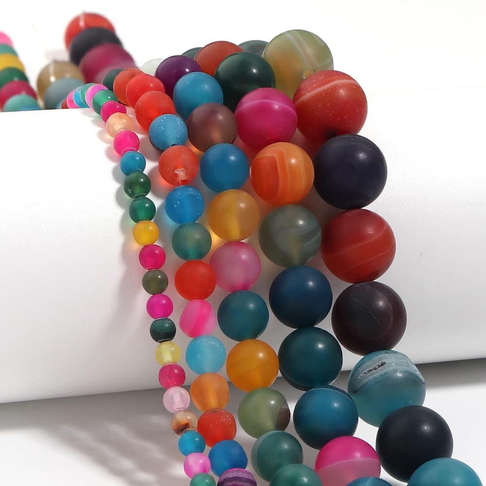 4/6/8/10/12mm Matte Agate Round Loose Beads Natural Frosted Striped Onyx Spacer Beads For DIY Bracelet Necklace Jewelry Making