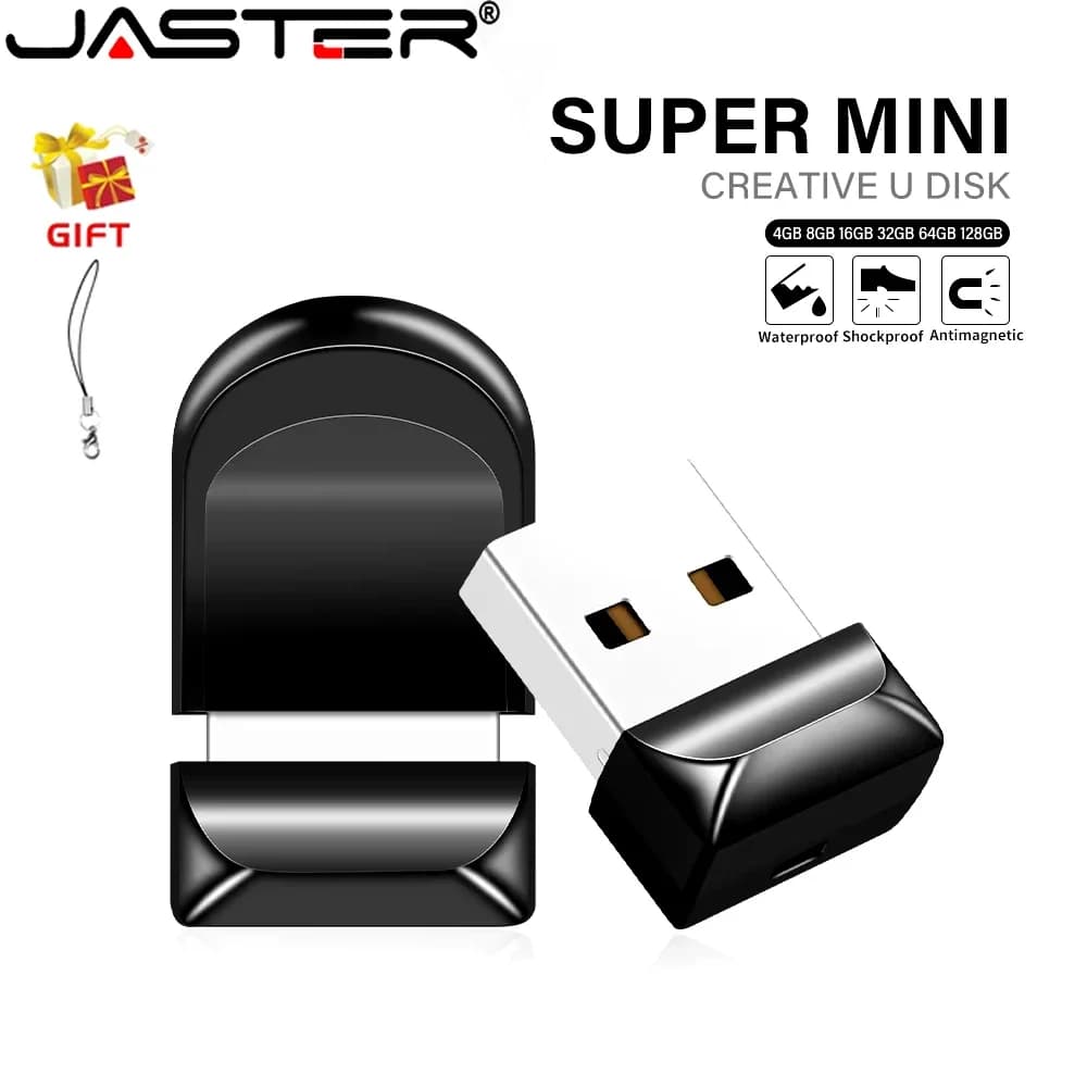 JASTER Mini Pen Drive 128GB Portachiavi Memoria USB 64GB Nero USB Flash Drive Regalo creativo 32GB per Memory Stick per computer 16GB