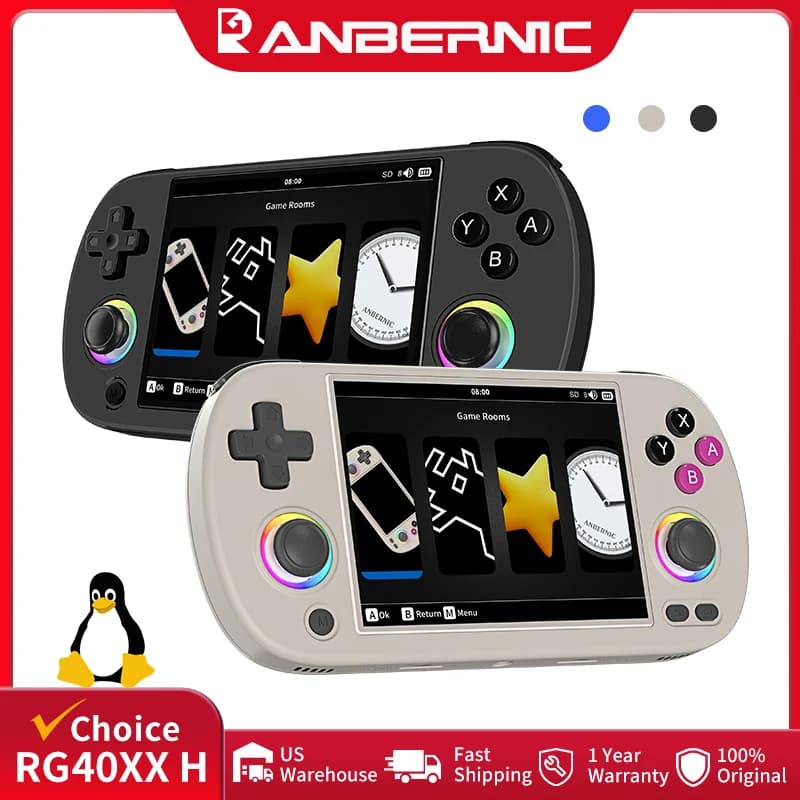 ANBERNIC RG40XX H Handheld Games Console 4.0" IPS Screen Linux 64-bit Multicolor LED Lights Retro Gaming Console Over 5000 Games