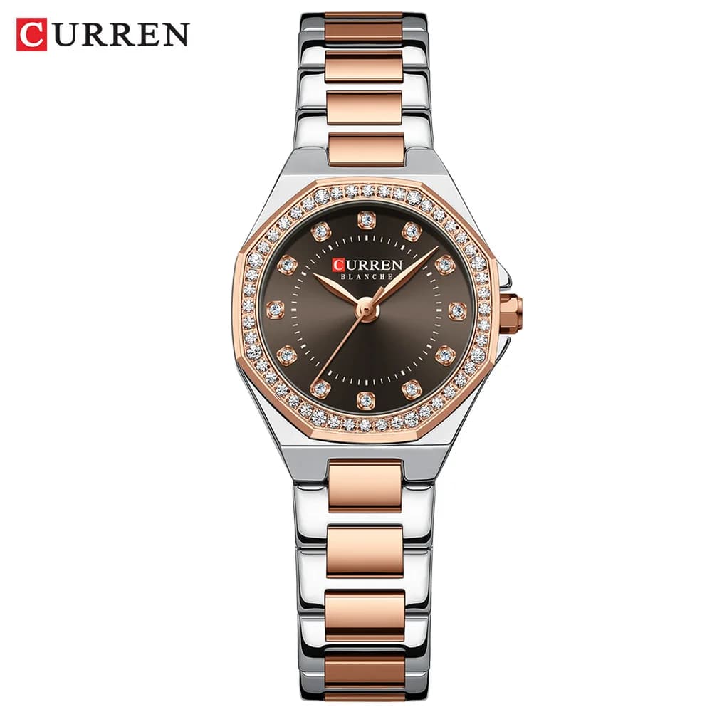 CURREN Orologio con diamanti originale per donna Orologio da polso al quarzo impermeabile elegante in acciaio inossidabile alla moda Orologi eleganti da donna di lusso