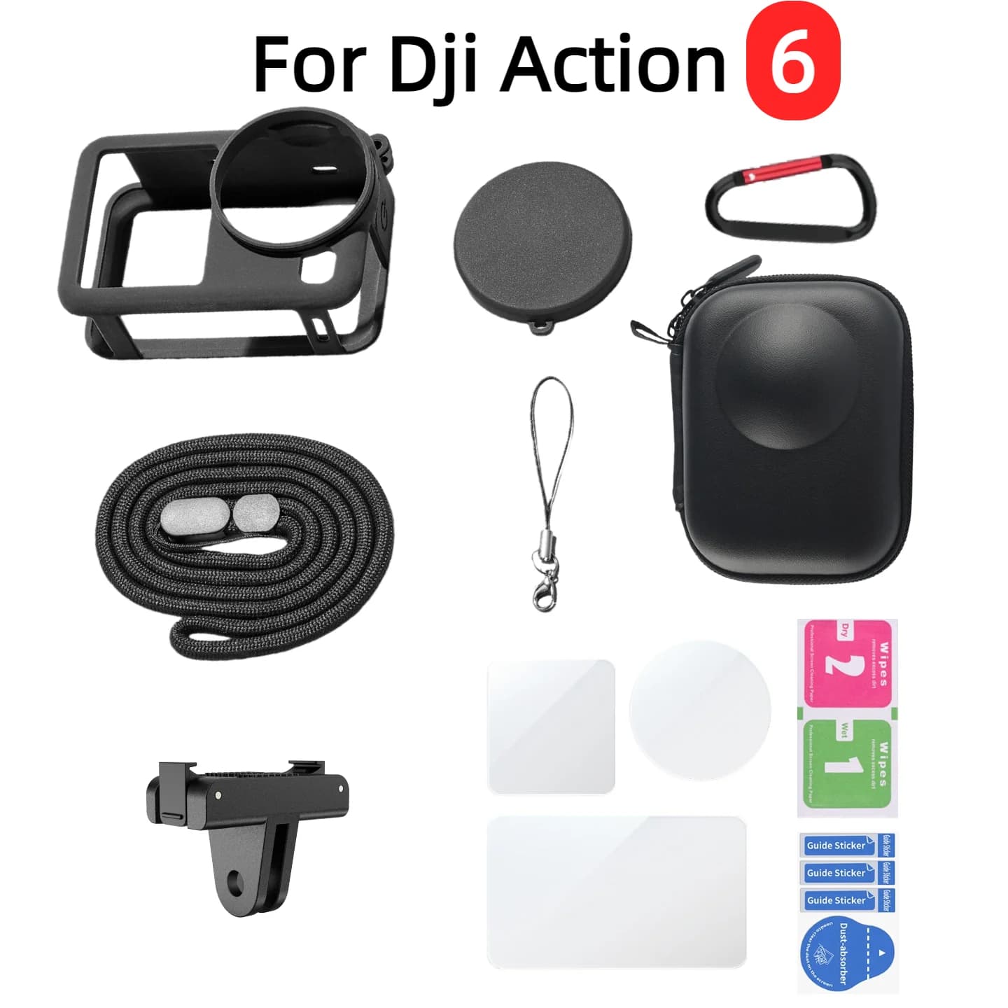 Per Dji Osmo Action 6 Kit di accessori per fotocamera Protezione per obiettivo/Coperchio protettivo in silicone/Proteggi schermo/Custodia/Base adattatore magnetico