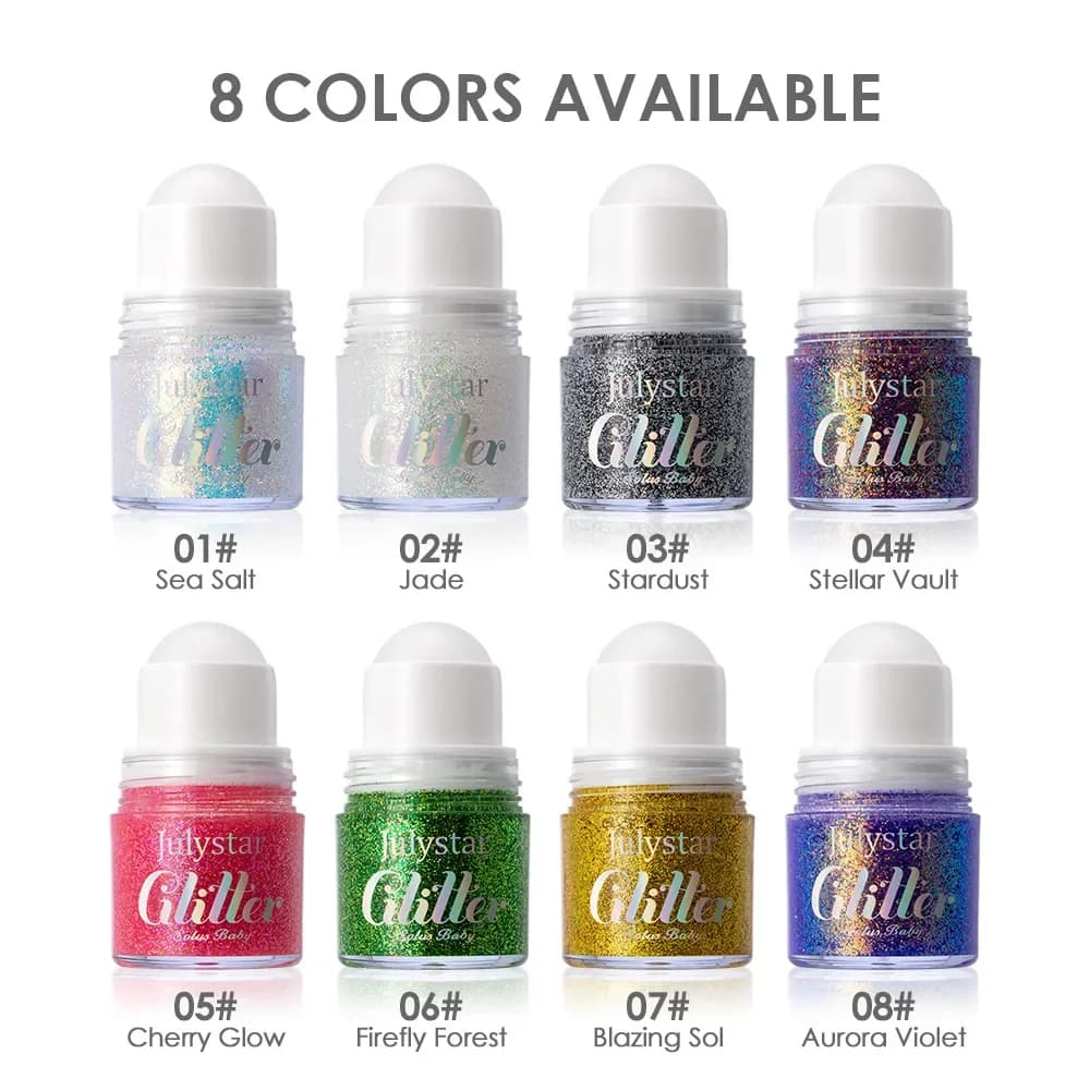 Julystar 8 colori Rollerball Glitter Gel Ombretto Flash Gel Palcoscenico Glitter impermeabile Trucco Palcoscenico di Natale ombretto al neon
