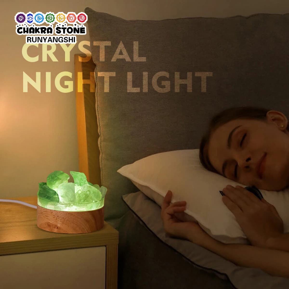 LED Rechargeable Bedside Lamp Natural Quartz Raw Crystal Aromatherapy Night Light Bedroom Decorative Halloween Christmas Gift