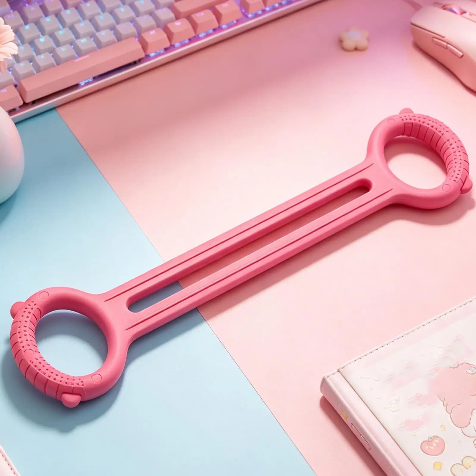 Fasce di Resistenza per Braccia a Forma di 8 in Silicone Elastico con Impugnatura Antiscivolo, Allenatore per la Forza Muscolare delle Braccia per Yoga, Pilates e Stretching