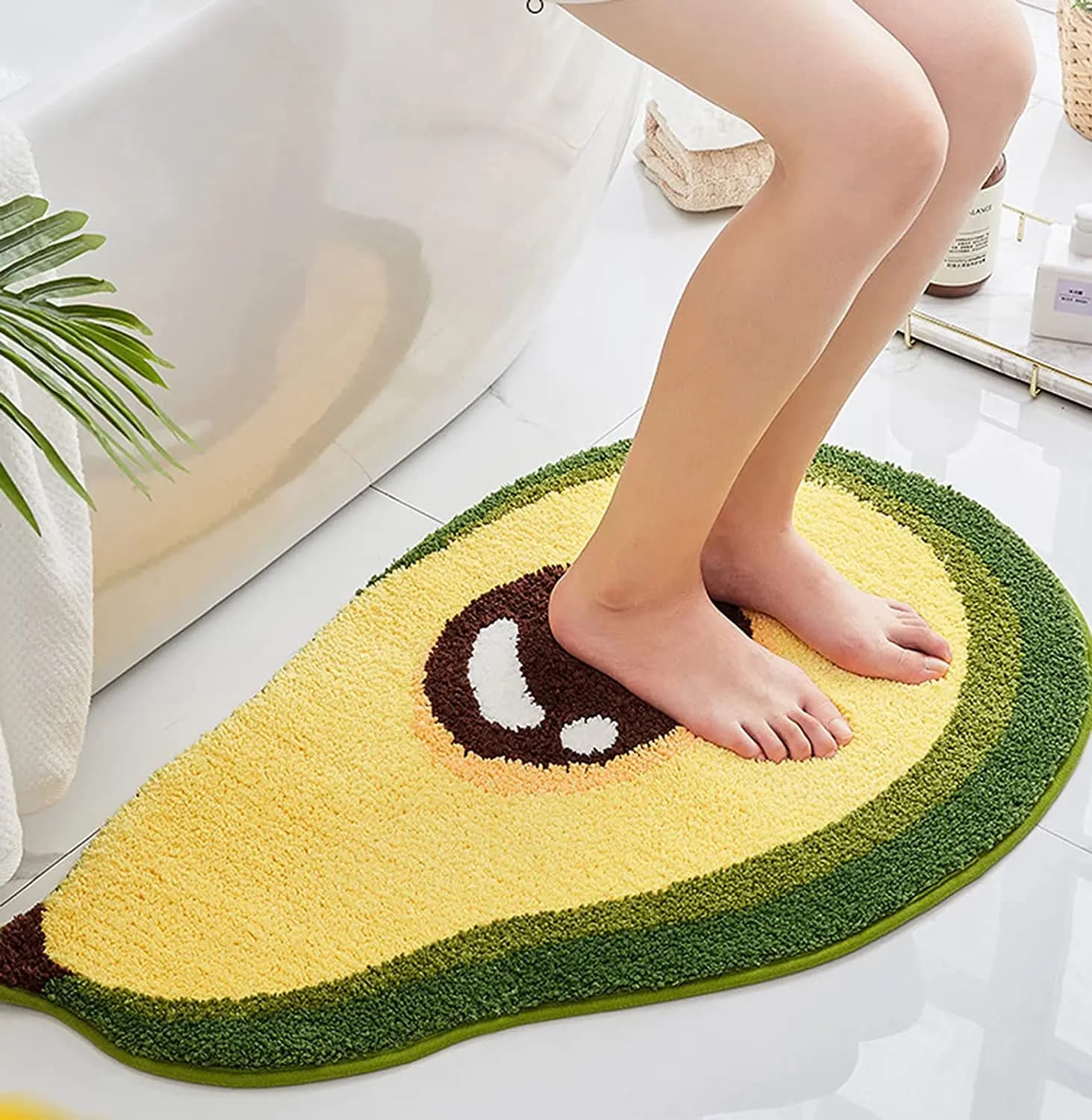 Tappetino da bagno a forma di frutta Tappetino da bagno con avocado simpatico cartone animato per l'arredamento del bagno Tappetino da bagno antiscivolo floccato Tappetini da bagno assorbenti