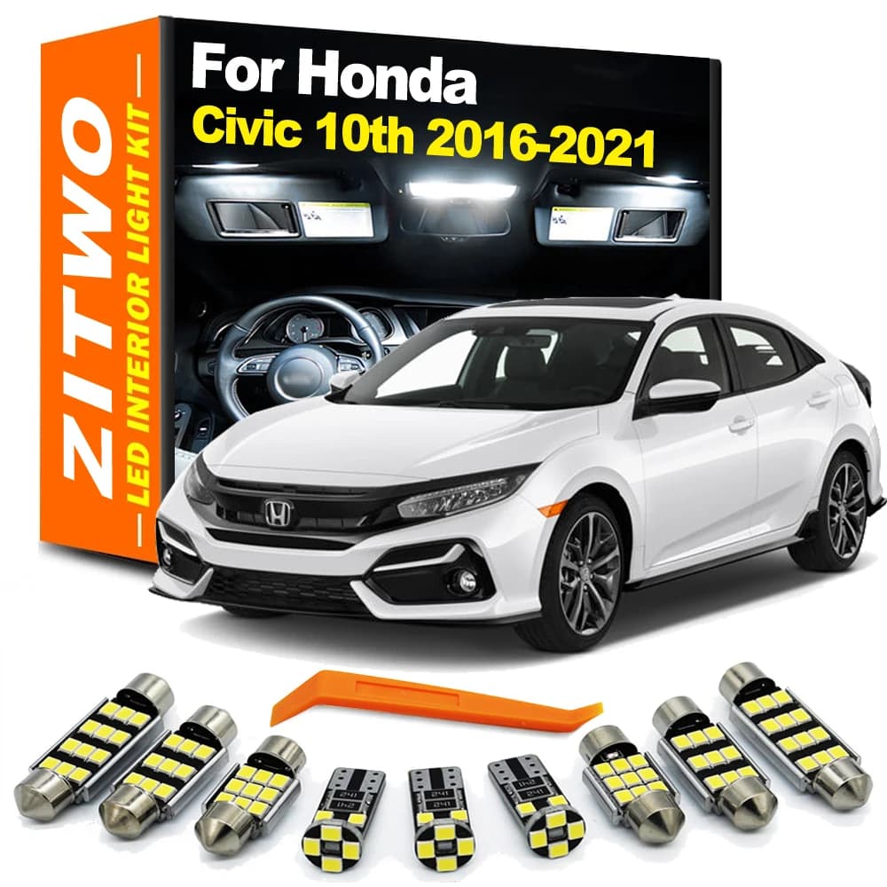 ZITWO 12 pezzi lampadina a LED kit luce interna per Honda Civic 10th Gen 10 MK10 berlina Touring Hatchback 2016 2017 2018 2019 2020 2021
