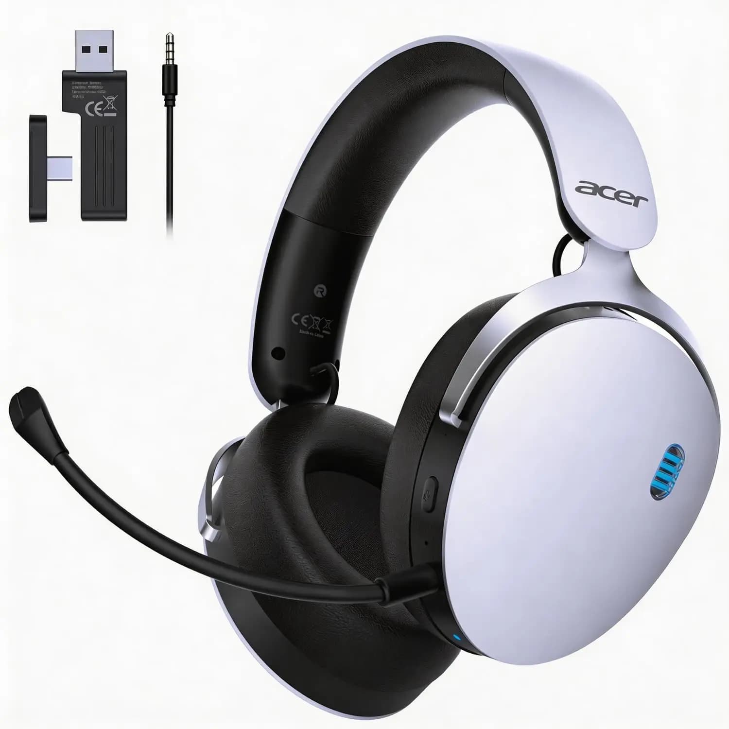 Cuffie da Gaming Wireless 2.4GHz per PS5, PS4, PC, Switch con Microfono a Cancellazione del Rumore, Audio Stereo, Batteria con Autonomia di Oltre 40 Ore