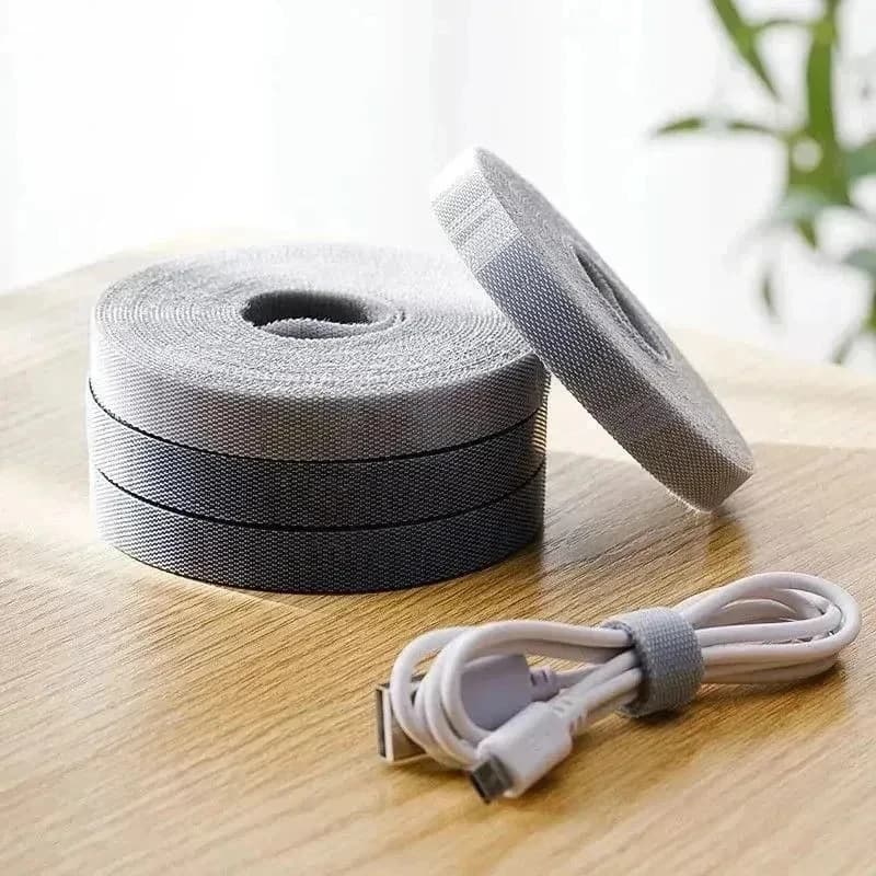 Rotolo di fascette per cavi riutilizzabili e resistenti, nastro di fissaggio multiuso, organizer regolabile per la gestione dei cavi, TV, computer, casa