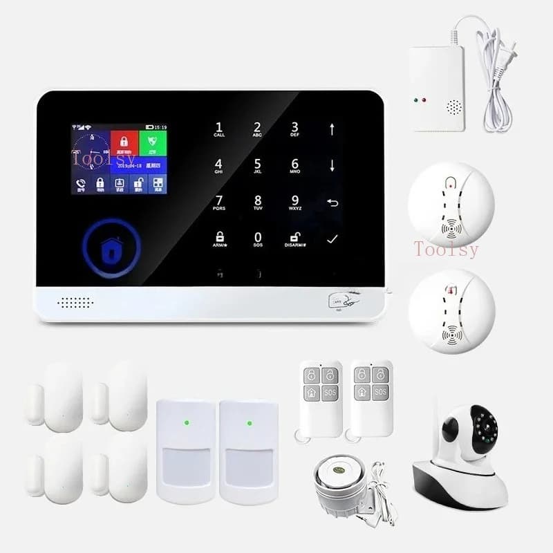 Kit sistema di allarme di sicurezza domestica – Include rilevatore di segnale, rilevatore di gas, sirena, sensore di movimento e telecamera di sicurezza