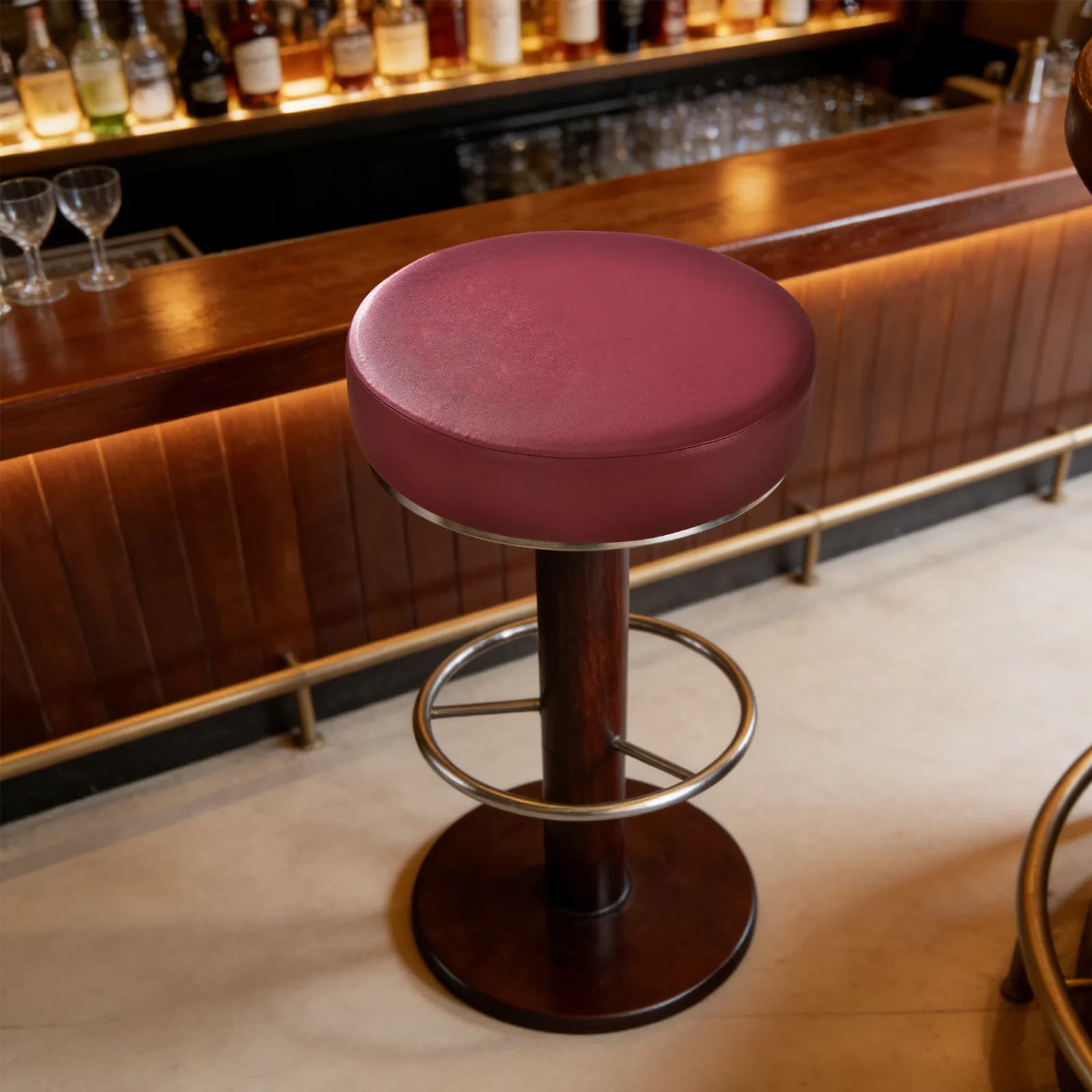 2Pcs Waterproof Bar Stool Covers Round Slipproof Removable Washable Seat Cushion Covers Circle Chair Pad 12-15 Inch Dark Red