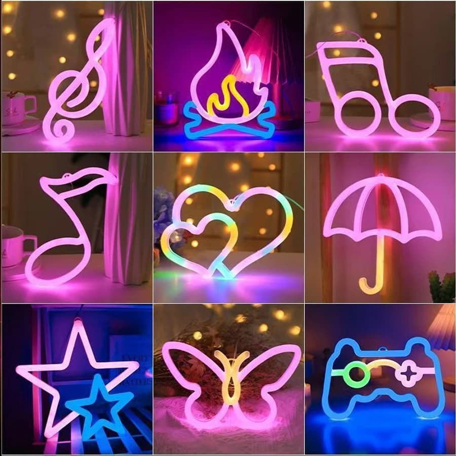 Lampada a forma di LED, luce al neon bifacciale, stringa luminosa con lettere, luce decorativa per proposte e confessioni, luce notturna