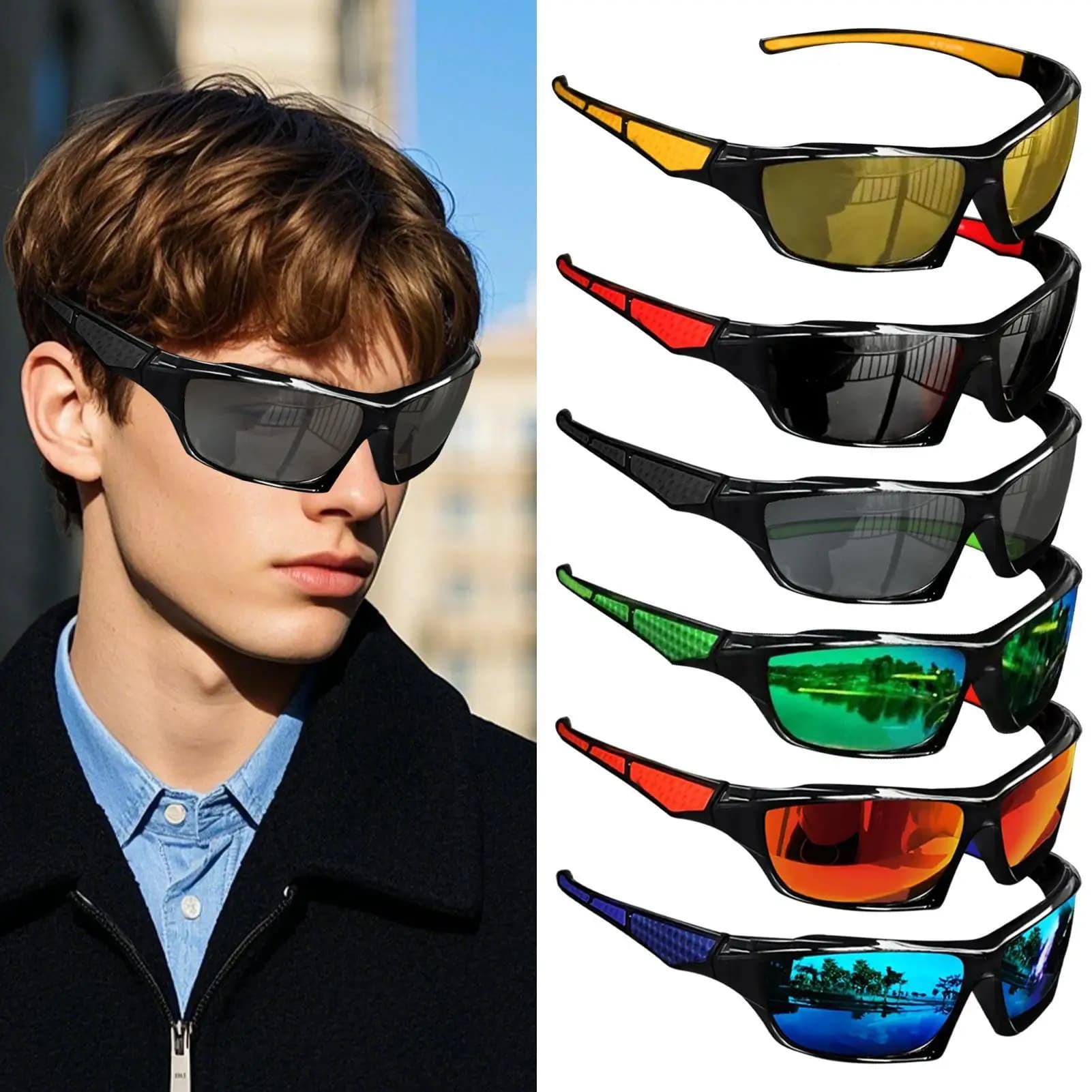 Occhiali da sole da equitazione Occhiali da sole leggeri polarizzati Occhiali da sole da pesca da guida Occhiali sportivi con montatura leggera e confortevole