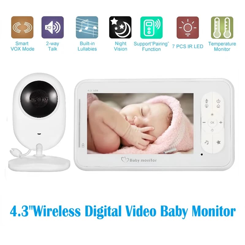 Monitor per bambini audio video digitale wireless portatileMusica IR 24 ore Telecamera Citofono Babysitter LCD da 4,3 pollici Radio Nanny