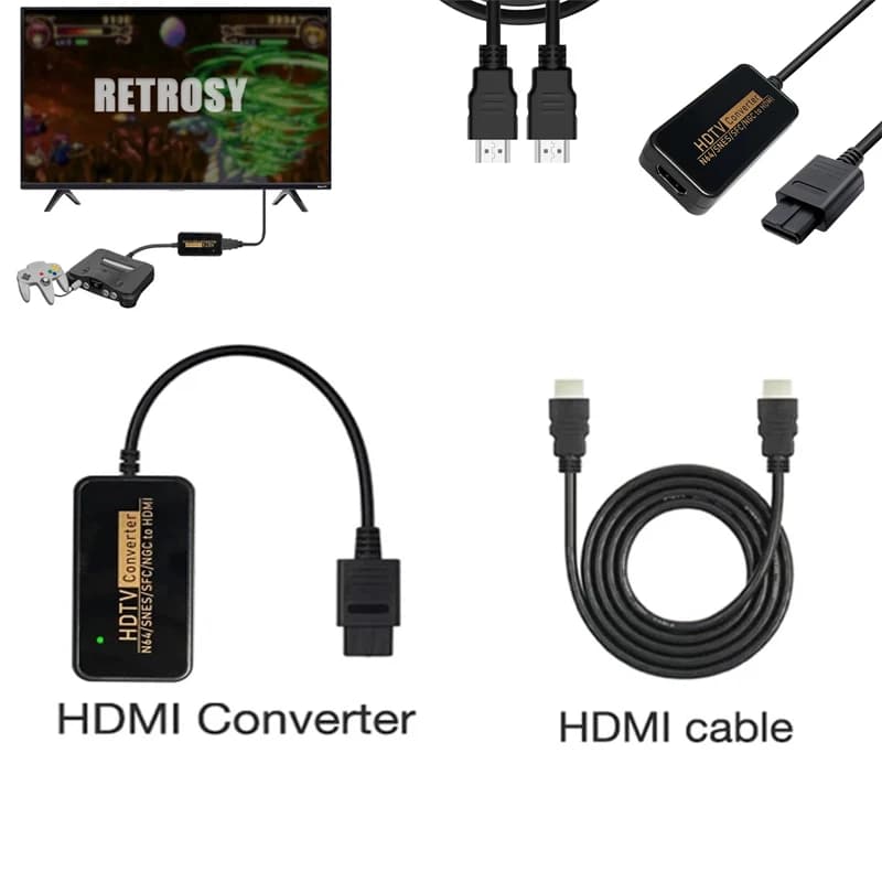 for N64 to HDMI Converter Plug and Play HD TV Link Cable for SNES/NGC/SFC GameCube Restore Game Console Screen Converter Adapter