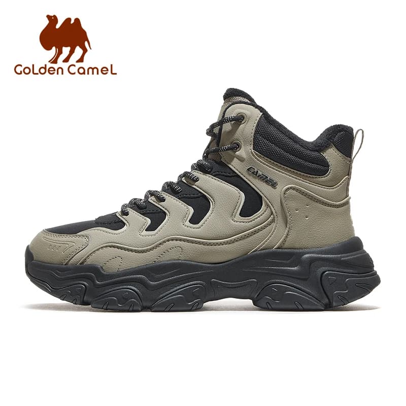 GOLDEN CAMEL Scarponi da trekking Scarpe casual alte in pelle idrorepellenti Uomo Donna Velluto caldo con suola spessa Escursionismo con altezza migliorata
