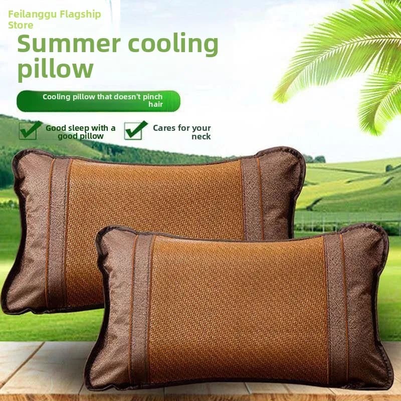 2026 New Ice Silk Double-Sided Pillowcase Set Bamboo Woven Luxury Pillow Covers for Home Use Children's Non-Woven Fabric