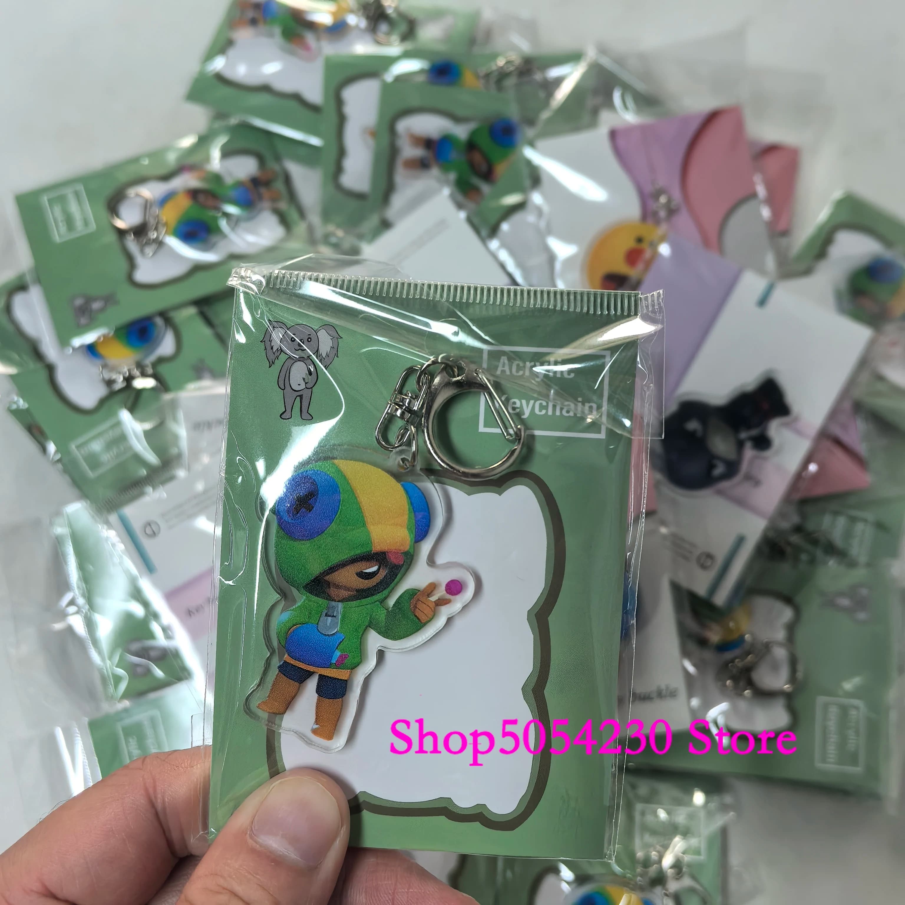 Acrylic Anime Figures Leon Keychain Decoration Brawl Stars Game Themed Key Rings Birthday Disposable Collectible Bag Charm Crow